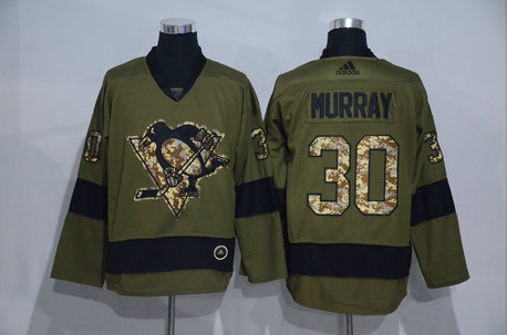 Penguins 30 Matt Murray Olive Adidas Jersey