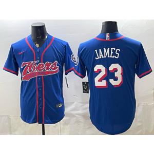 Philadelphia 76ers 23 LeBron James Blue Baseball Vapor Limited Men Jersey Philadelphia 76ers 23 LeBron James Blue Baseball Vapor Limited Men Jersey