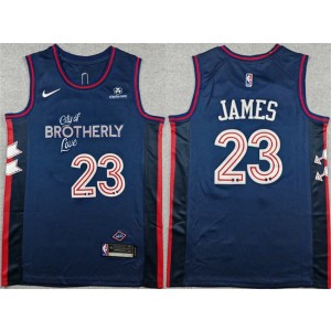 Philadelphia 76ers 23 LeBron James Navy 2023-24 City Edition Men Jersey With Patch