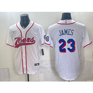 Philadelphia 76ers 23 LeBron James White Baseball Vapor Limited Men Jersey Philadelphia 76ers 23 LeBron James White Baseball Vapor Limited Men Jersey