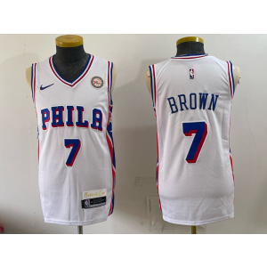 Philadelphia 76ers 7 Jaylen Brown White Men Jersey