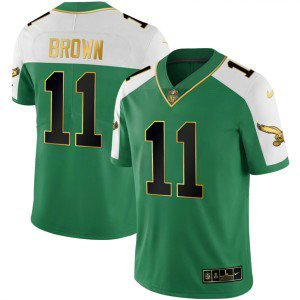 Philadelphia Eagles 11 A.J. Brown Kelly Green Gold Vapor Limited Men Jersey
