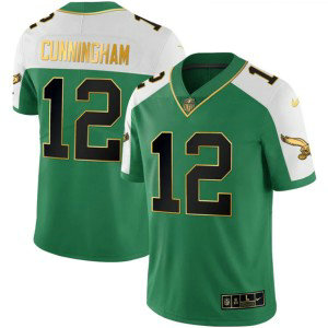 Philadelphia Eagles 12 Randall Cunningham Kelly Green Gold Vapor Limited Men Jersey