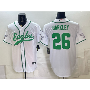 Philadelphia Eagles 26 Barkley White Baseball Vapor Limited Men Jersey