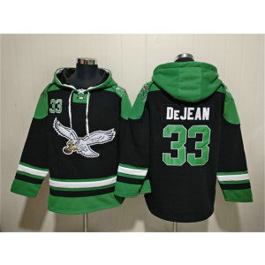 Philadelphia Eagles 33 Cooper DeJean Black Ageless Must-Have Lace-Up Pullover Hoodie