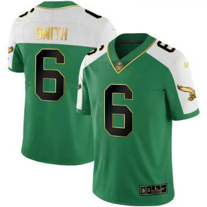 Philadelphia Eagles 6 DeVonta Smith Kelly Green Gold Vapor Limited Men Jersey