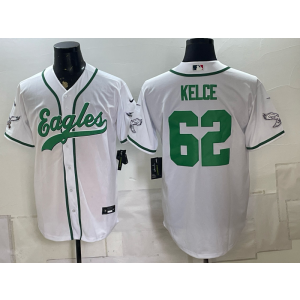 Philadelphia Eagles 62 Kelce White Baseball Vapor Limited Men Jersey