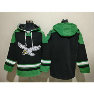 Philadelphia Eagles Blank Black Ageless Must-Have Lace-Up Pullover Hoodie