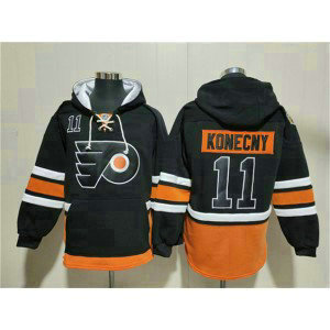Philadelphia Flyers 11 Travis Konecny Black Ageless Must-Have Lace-Up Pullover Hoodie