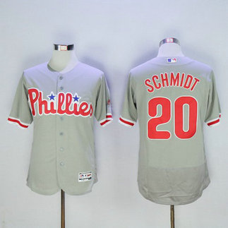 Philadelphia Phillies #20 Mike Schmidt Retired Gray Road 2016 Flexbase Majestic Baseball Jersey
