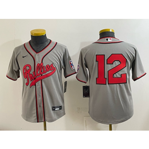 Philadelphia Phillies 12 Grey Youth Jersey