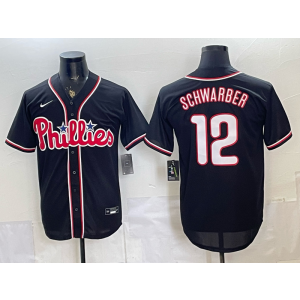 Philadelphia Phillies 12 Schwarber 2026 Black Out Cool Base Men Jersey