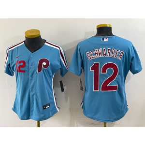 Philadelphia Phillies 12 Schwarber Blue Cool Base Women Jersey Philadelphia Phillies 12 Schwarber Blue Cool Base Women Jersey