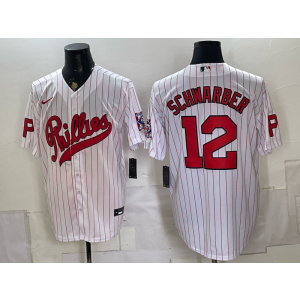 Philadelphia Phillies 12 Schwarber White Throwback Men Jersey (2)