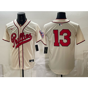 Philadelphia Phillies 13 Cream Men Jersey