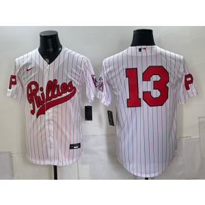 Philadelphia Phillies 13 Stub White Throwback Men Jersey