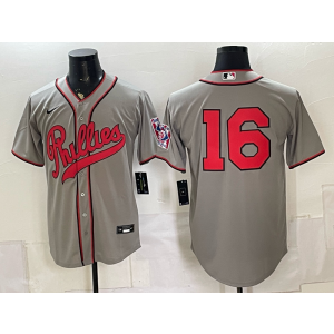 Philadelphia Phillies 16 Brandon Marsh Grey Throwback Men Jersey