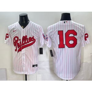 Philadelphia Phillies 16 Brandon Marsh White Throwback Men Jersey