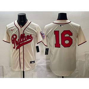 Philadelphia Phillies 16 Cream Men Jersey