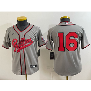 Philadelphia Phillies 16 Grey Youth Jersey