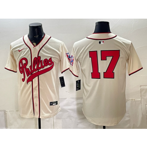 Philadelphia Phillies 17 Cream Men Jersey