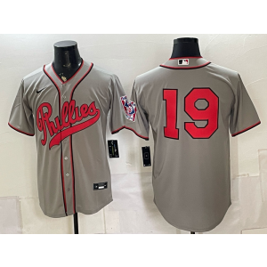 Philadelphia Phillies 19 Grey Throwback Men Jersey