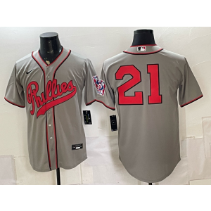 Philadelphia Phillies 21 Grey Throwback Men Jersey