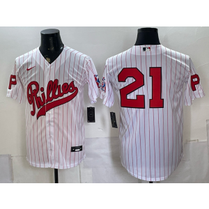 Philadelphia Phillies 21 Stubbs White Throwback Men Jersey