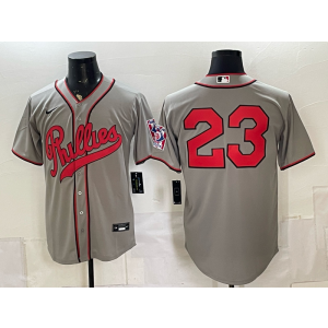 Philadelphia Phillies 23 Hoffman Grey Throwback Men Jersey