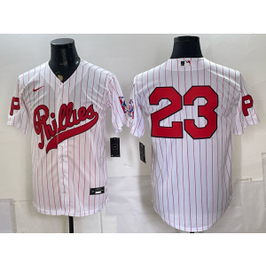 Philadelphia Phillies 23 Hoffman White Throwback Men Jersey