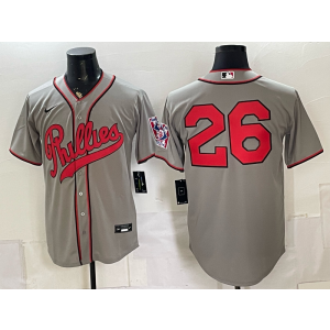 Philadelphia Phillies 26 Grey Throwback Men Jersey