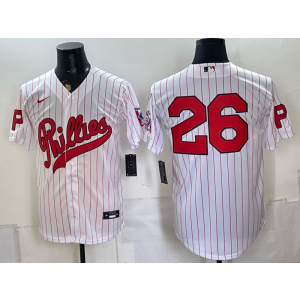Philadelphia Phillies 26 Sanders White Throwback Men Jersey