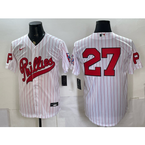 Philadelphia Phillies 27 Aaron Nola White Throwback Men Jersey