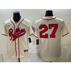 Philadelphia Phillies 27 Cream Men Jersey