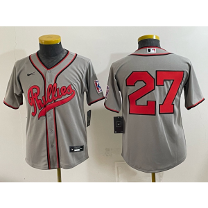 Philadelphia Phillies 27 Grey Youth Jersey