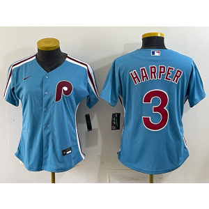 Philadelphia Phillies 3 Bryce Harper Blue Cool Base Women Jersey Philadelphia Phillies 3 Bryce Harper Blue Cool Base Women Jersey