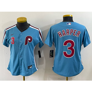 Philadelphia Phillies 3 Bryce Harper Blue Cool Base Youth Jersey