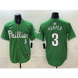 Philadelphia Phillies 3 Bryce Harper Green Cool Base Men Jersey