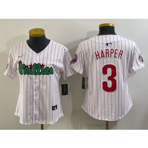 Philadelphia Phillies 3 Bryce Harper White Cool Base Women Jersey Philadelphia Phillies 3 Bryce Harper White Cool Base Women Jersey