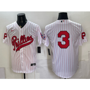 Philadelphia Phillies 3 Bryce Harper White Throwback Men Jersey