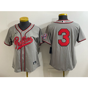 Philadelphia Phillies 3 Grey Women Jersey