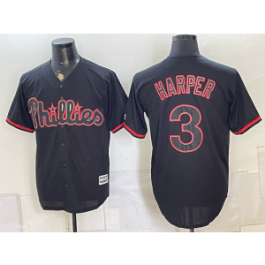Philadelphia Phillies 3 Harper Black Men Jersey