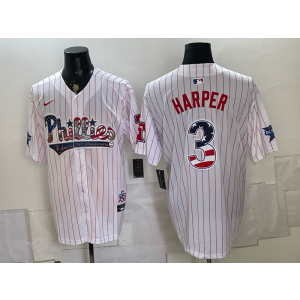 Philadelphia Phillies 3 Harper White USA 250 Fourth of July Men Jersey