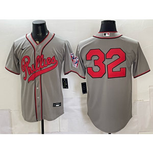 Philadelphia Phillies 32 Steve Carlton Grey Throwback Men Jersey
