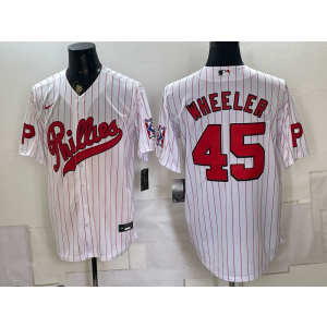 Philadelphia Phillies 45 Wheeler White Throwback Men Jersey
