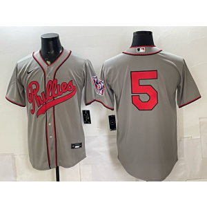 Philadelphia Phillies 5 Bryson Stott Grey Throwback Men Jersey