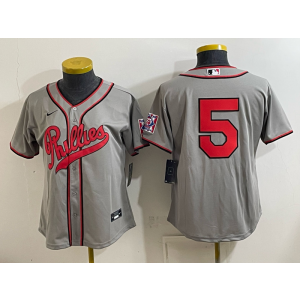 Philadelphia Phillies 5 Grey Women Jersey