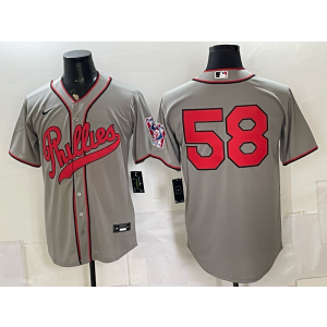 Philadelphia Phillies 58 Grey Throwback Men Jersey