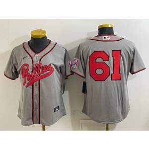 Philadelphia Phillies 61 Grey Women Jersey
