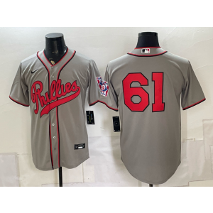 Philadelphia Phillies 61 Sanchez Grey Throwback Men Jersey (2)
